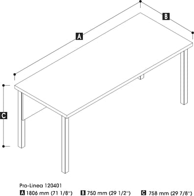 Bestar Pro-Linea Rectangular Activity Table, 71.1 x 29.9 x 29.5, Bark Grey (120401-47)