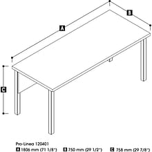 Bestar Pro-Linea Rectangular Activity Table, 71.1 x 29.9 x 29.5, Bark Grey (120401-47)