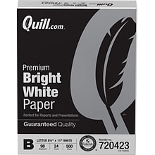 Quill Brand® 8.5 x 11 Laser & Inkjet Print Paper, 24 lbs., 98 Brightness, 500 Sheets/Ream, 10 Ream