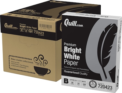 Quill Brand® 8.5" x 11" Laser & Inkjet Print Paper, 24 lbs., 98 Brightness, 500 sheets/Ream (720423)