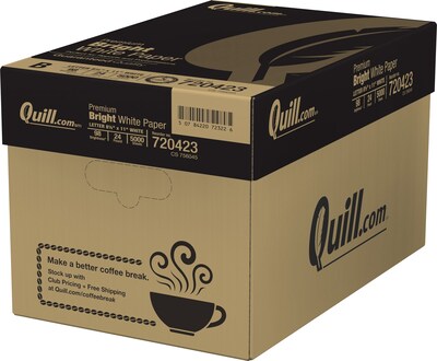 Quill Brand® 8.5" x 11" Laser & Inkjet Print Paper, 24 lbs., 98 Brightness, 500 Sheets/Ream, 10 Reams/Carton (720423CT)