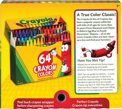 Crayola Crayons with Sharpener, 64 Crayons/Box (52-0064)