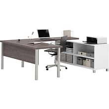 Bestar Pro-Linea U-Desk, White/Bark Grey (120881-47)