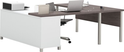 Bestar Pro-Linea U-Desk, White/Bark Grey (120881-47)