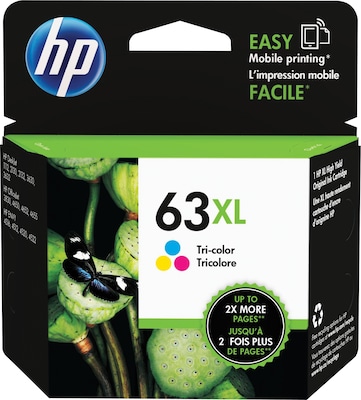 HP 63XL Tri-Color High Yield Ink Cartridge (F6U63AN#140), print up to 300 pages