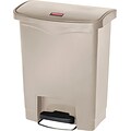 Rubbermaid® Slim Jim Resin Front Step-On Trash Can, 8 Gallons, Beige (1883456)