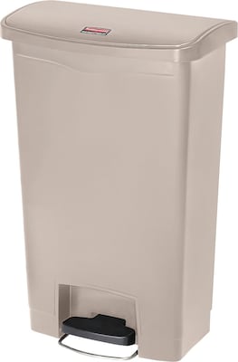 Rubbermaid® Slim Jim Resin Front Step-On Trash Can, 13 Gallons, Beige (1883458)