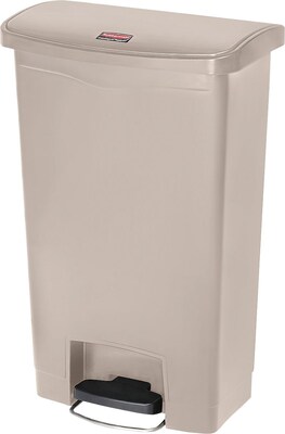 Rubbermaid® Slim Jim Resin Front Step-On Trash Can, 13 Gallons, Beige (1883458)