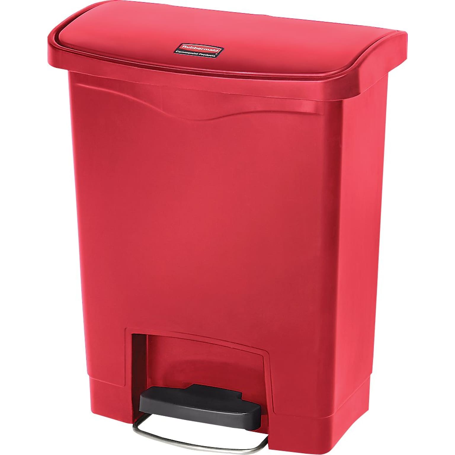 Rubbermaid Slim Jim Resin Front Step-On Trash Can, 8 Gallons, Red (1883564)