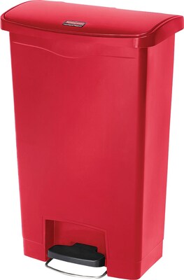 Rubbermaid Slim Jim Resin Front Step-On Trash Can, 13 Gallons, Red (1883566)