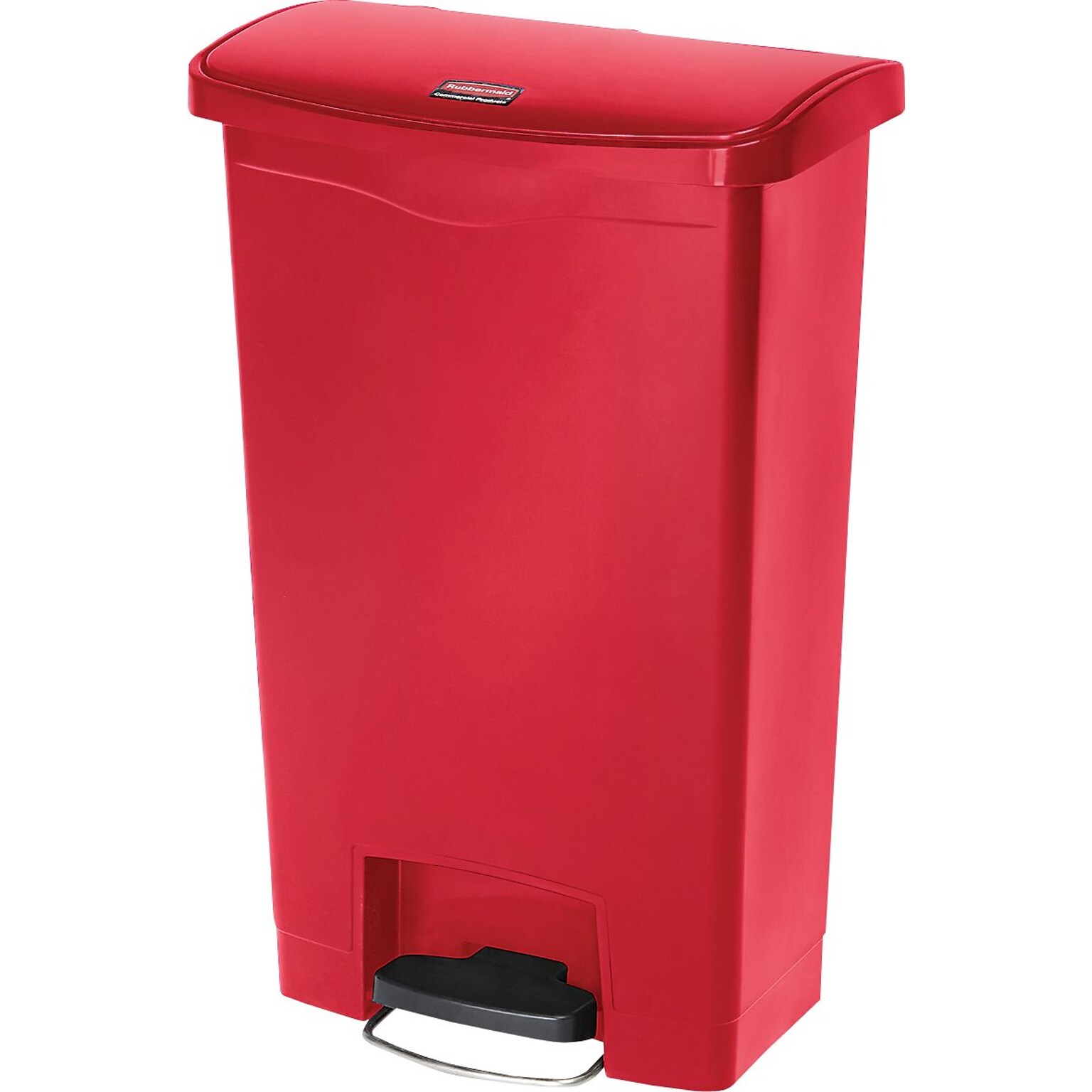 Rubbermaid Slim Jim Resin Front Step-On Trash Can, 13 Gallons, Red (1883566)