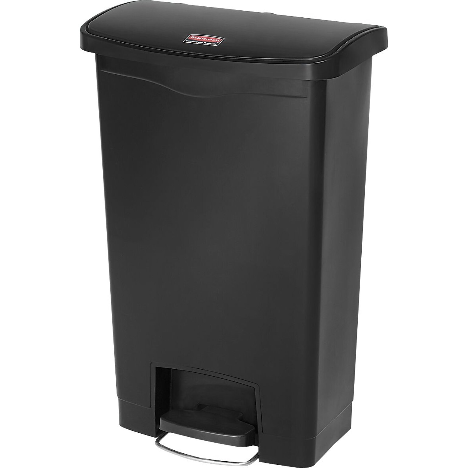 Rubbermaid Slim Jim Step-On Plastic Trash Can with Lid, 13 gal., Black (1883611)