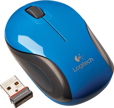 Logitech M187 Wireless Ambidextrous Optical Mouse, Metallic Blue (910-002728)