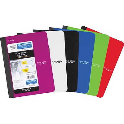 Mead Five Star Composition Notebooks, 7.5 x 9.7, College Ruled, 100 Sheets, Assorted Colors, Each (09120)