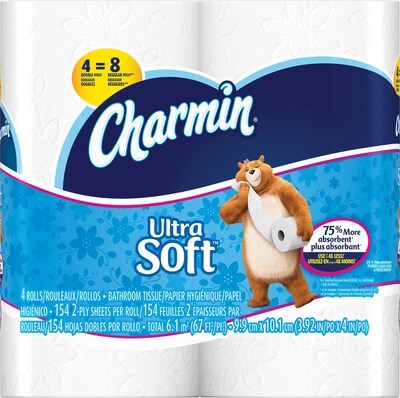 Charmin® Ultra Soft Toilet Paper; 2-Ply, 4 Rolls/Pack, 10 Packs/Carton, 40 Rolls/Carton (94051/PGC 86775)