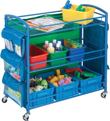 Honey-Can-Do 3-Shelf Metal Mobile Utility Cart with Lockable Wheels, Blue (CRT-03477)