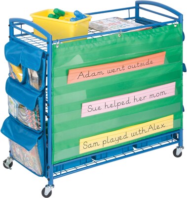 Honey-Can-Do 3-Shelf Metal Mobile Utility Cart with Lockable Wheels, Blue (CRT-03477)