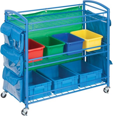 Honey-Can-Do 3-Shelf Metal Mobile Utility Cart with Lockable Wheels, Blue (CRT-03477)