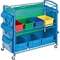 Honey-Can-Do 3-Shelf Metal Mobile Utility Cart with Lockable Wheels, Blue (CRT-03477)