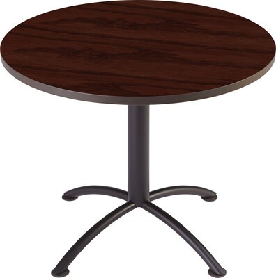 Iceberg iLand Round Edgeband Breakroom Table, Mahogany with Charcoal Base, 29H x 36Diameter