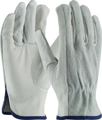 PIP Driver's Gloves, Regular Grade, Top Grain Cowhide, Gray, Large, 1 Pair (68-161SB/L)