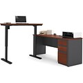 Bestar® Prestige+ 71 L-Desk with Electric Height Adjustable Table, Bordeaux (99885-39)