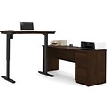 Bestar® Prestige+ 71 L-Desk with Electric Height Adjustable Table, Chocolate (99885-69)