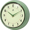 Infinity Instruments Home Essential Retro Wall Clock, Green Steel, 9.5 (10940-GREEN)