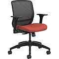 HON® Quotient™ Office Chair with Adjustable Arms, Mesh/Fabric, Black/Poppy, Seat: 19W x 19D, Back: 19W x 19H