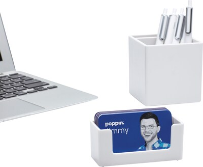 Poppin White Business Card Holder