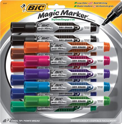 BIC Intensity Advanced Tank Dry Erase Markers, Chisel Tip, Assorted, 12/Pack (GELITP121-AST)