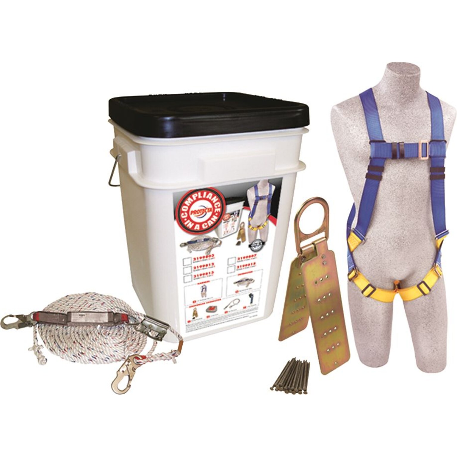 Capital Safety Roofers Anchor Kit, 310 lb. Capacity, Black/White (2199803)