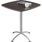 Iceberg iLand Square Edgeband Breakroom Table, Gray Walnut with Silver Base, 42"H x 36"W x 36"D