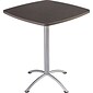 Iceberg iLand Square Edgeband Breakroom Table, Gray Walnut with Silver Base, 42"H x 36"W x 36"D