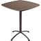 Iceberg iLand Square Edgeband Breakroom Table, Natural Teak with Silver Base, 42H x 36W x 36D