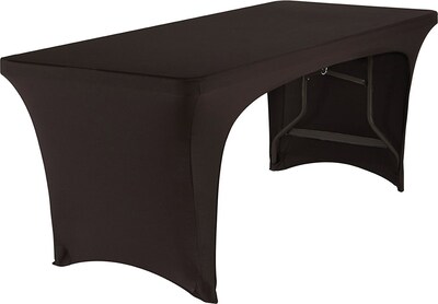 Iceberg 72L x 30W Open-Sided Stretch-Fabric Table Cover, Black (16541)