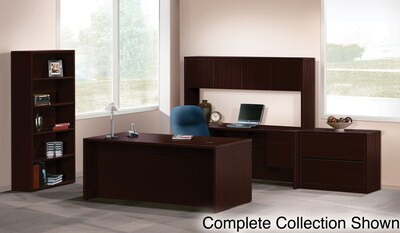 HON 10500 Series Bundle Solutions Right U-Station with Stack-On Storage, Mahogany, 72" x 108"