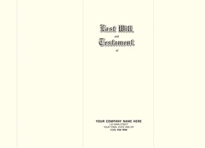 Will Supplies; Last Will and Testament Covers, White Cover Stock