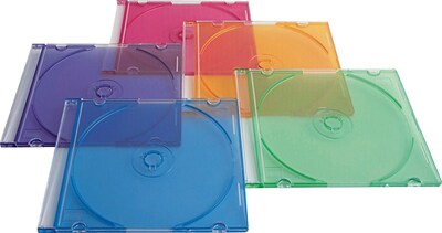 Verbatim Slim CD and DVD Storage Cases, Assorted Color, 50/Pack (94178)