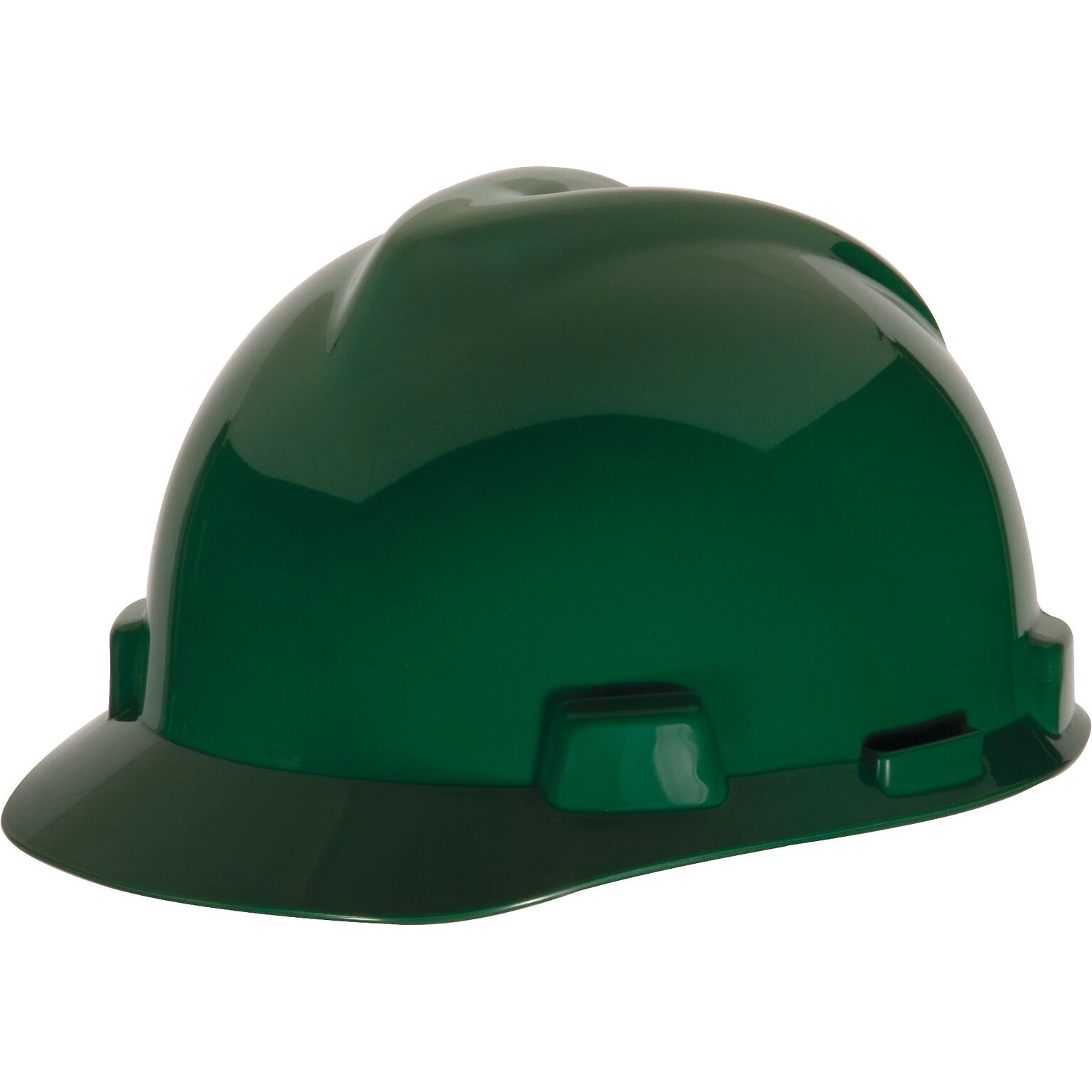 MSA Safety® V-Gard® Slotted Hard Hats, Polyethylene, Standard, Staz-On, Cap, Green