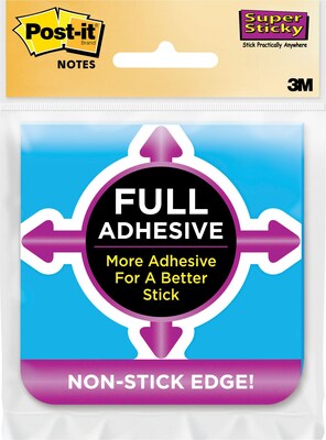 Post-it® Super Sticky Full Adhesive Notes, 3 x 3, Assorted, 25 Sheets/Pad, 1 Pad/Pack (F330-1PK)