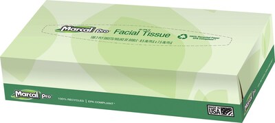 Marcal® Pro 100% Recycled  Facial Tissue Flat Box, 2-Ply, 100 Sheets/Box, 30 Boxes/Case (2930)