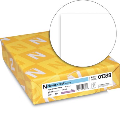 CLASSIC CREST® Writing Paper, 8 1/2 x 11, 24 lb., Smooth Finish, Avon Brilliant White, 500/Ream (0