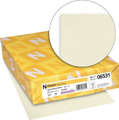 CLASSIC® Laid Stationery Writing Paper, 8 1/2" x 11", 24 lb., Laid Finish, Natural White, 500/Ream (06531)
