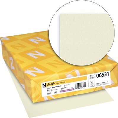 CLASSIC® Laid Stationery Writing Paper, 8 1/2 x 11, 24 lb., Laid Finish, Natural White, 500/Ream (