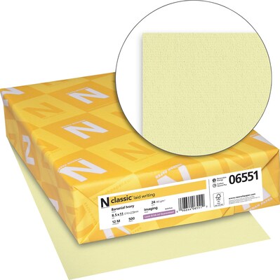 CLASSIC® Laid Writing Paper, 8 1/2" x 11" 24 lbs., Laid Finish, Baronial Ivory, 500/Ream