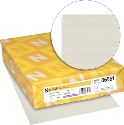 Neenah Paper Classic® 8 1/2" x 11" 24 lbs. Laid Writing Imaging Paper, Antique Gray, 500/Ream