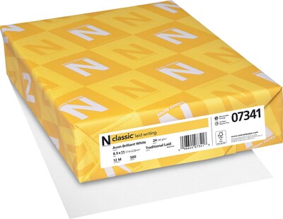 CLASSIC® Laid Writing Paper, 8 1/2 x 11, 24 lb., Laid Finish, Avon Brilliant White, 500/Ream