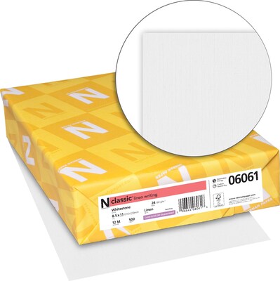 CLASSIC® Linen Writing Paper, 8 1/2 x 11, 24 lb., Linen Finish, Whitestone, 500/Ream