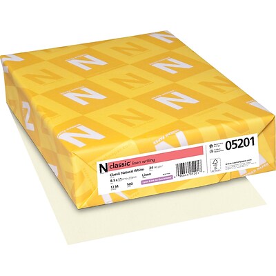Neenah Paper CLASSIC Linen Writing Paper, 8 1/2 x 11, 24 lb., Linen Finish, Natural White, 500/Ream (05201)